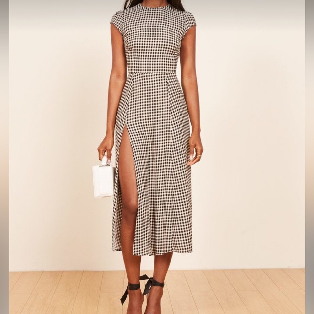 Reformation Black and White Gingham Maxi Dress